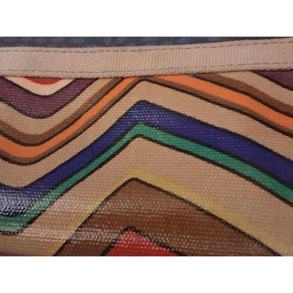 Fossil Key-Per Chevron Wristlet | Wallet Multicolor Coated Canvas with Leather T